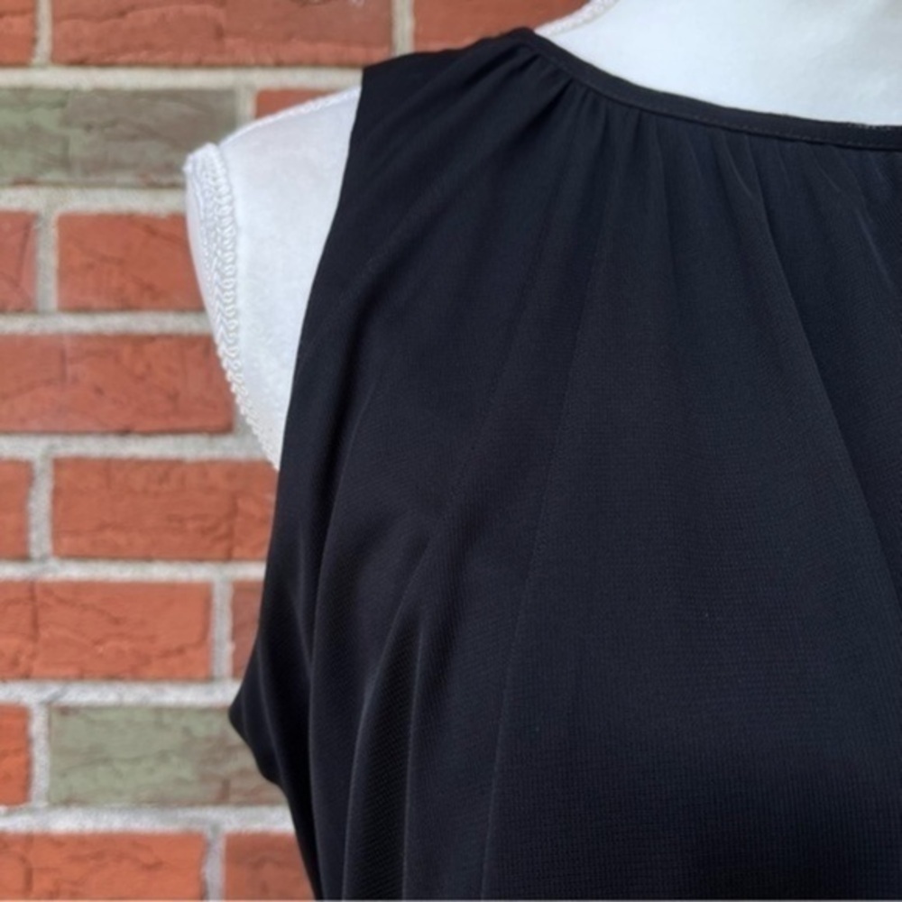 Jackie Jon New York Sequin Ruched Textured Black Sleeveless Keyhole Mini Dress 👗 - Picture 2 of 10